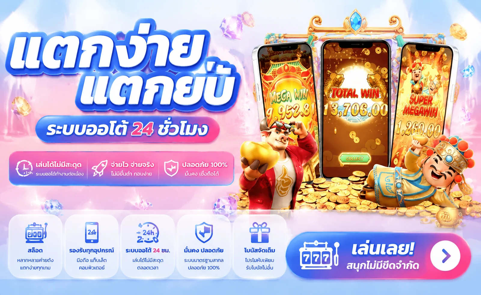 แบนเนอร์สล็อตออนไลน์ Thailottplus รวมค่ายเกมสล็อตแตกง่าย